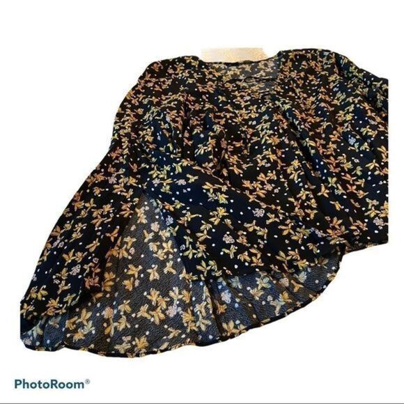 zara basic collection floral bell sleeve shirt - Picture 7 of 12